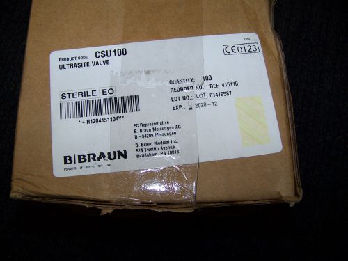 Braun Ultrasite Valve CSU100 Expire 12/2020 100 ea. Ref. No. 415110
