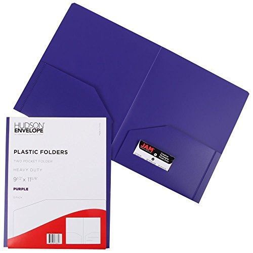 Jam paper? heavy duty plastic 2-pocket folders - purple - 6 folders per pack for sale