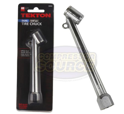 6&#034; dual head air tire chuck inflate compressor tool 1/4&#034; npt hose fitting tekton for sale