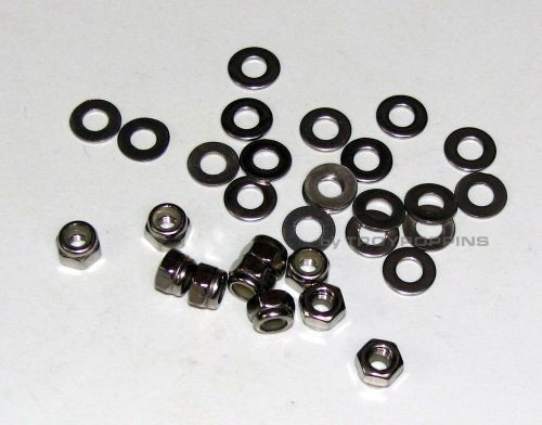 SS 10-M4 HEX LOCK NUTS NYLOC METRIC 0.7 &amp; 20-M4 FLAT WASHERS STAINLESS STEEL 4MM