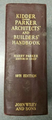 VTG 1949 Kidder Parker Architects &amp; Builders Handbook 18th Edit Hard Cover NICE