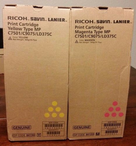 OEM/NEW Ricoh Savin Lanier Magenta &amp; Yellow MP C7501 C9075 LD375C