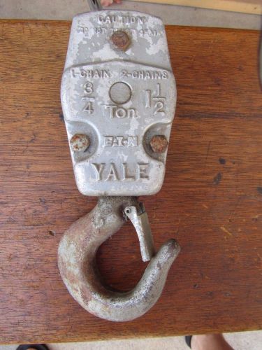 Vintage yale hoist hook pulley safety latch steampunk industrial salvage for sale