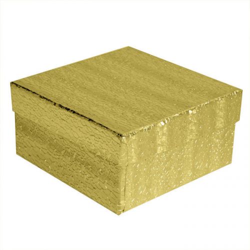 Lot of 6 gold cotton filled box jewelry box party box large 3 3/4&#034; x 2&#034;h boxes for sale
