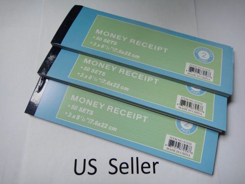 3X-Carbonless Cash Money Rent receipt record book 2 part 50 sets duplicate copy