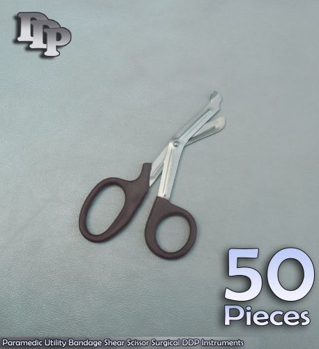 50 Paramedic Utility Bandage Shear Scissor 5.5&#034; Maroon Handle Surgical Instrumen