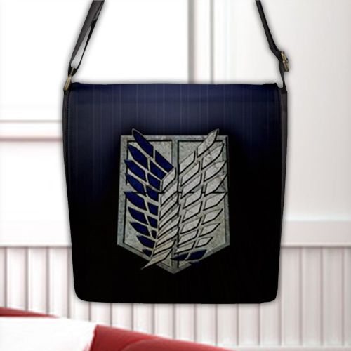 Attack on titan recon corps badge flap closure nylon messenger bag for sale