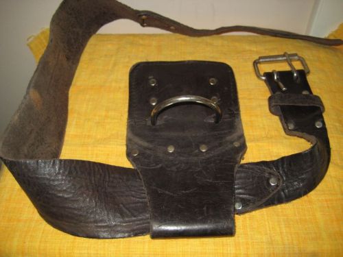 HeavyDuty Black Leather Police Lineman Belt w/ Tool Holder (Gay Interest) 33-39&#034;