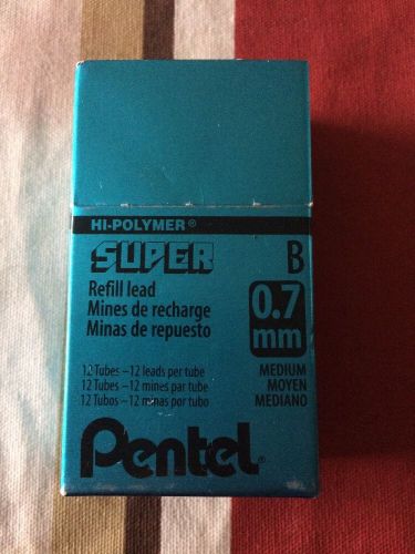 12 tubes  Pentel Hi-Polymer Super Lead Refills .7mm  B Medium Hardness