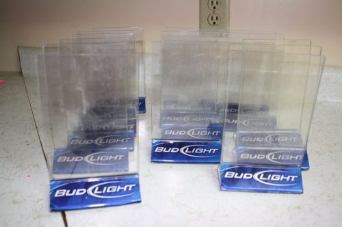 15 Upright Bud Light acrylic stands for menus