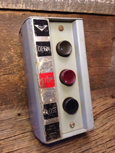 Vintage Vemco Stanley? 3 Push Button Enclosure Box Open Close Stop Station Used