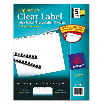Avery Dennison Ave-11431 Index Maker Clear Label Divider - 5 X Tab Blank