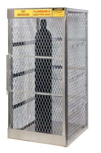 Justrite 23006 welded aluminum 10 compressed gas cylinder vertical locker, 30... for sale