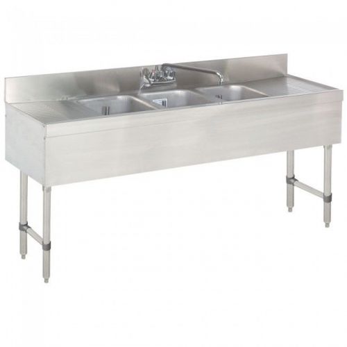 L&amp;J BAR1014-3RL, 3-Compartment Bar Sink with Two Drainboards