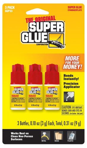 3 Pack Super Glue 15 Second Bond Liquid Adhesive (.10 oz/3g) Bottles