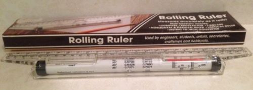 Multi-Purpose Clear Rolling Ruler 12&#034; Metric/Inch Converter In Box