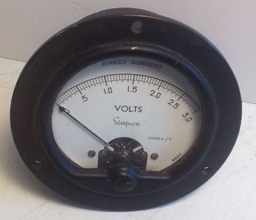 Vintage Simpson D C / Direct Current Volt Meter 0 - 3.0 V ( Excellent Condition