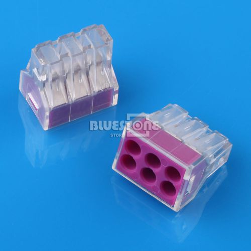 20pcs pct-106 push wire wiring connector 6 pin conductor terminal block for sale