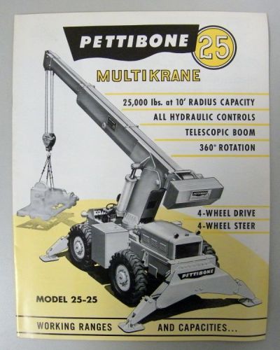 Vintage 1960s PETTIBONE Model 25 Multikrane Telescopic Boom Crane Brochure