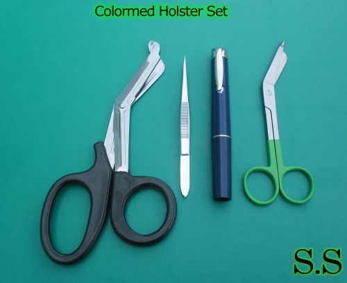 Colormed HolsterSet Black EMT Diagnostic Blue Pen+Green Lister Bandage Scissors
