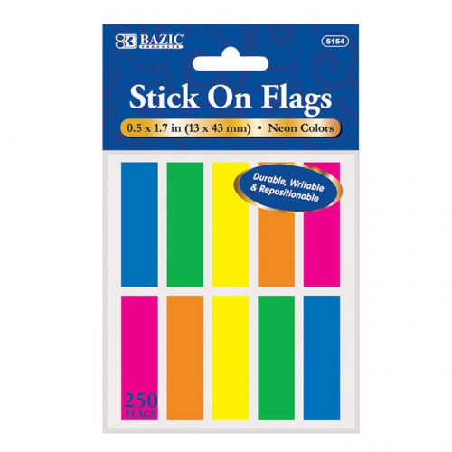 BAZIC 25 Ct. 0.5&#034; X 1.7&#034; Neon Color Coding Flags (10/Pack)  of-24