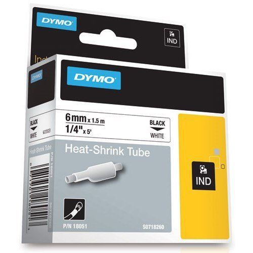 DYMO RhinoPRO Heat-Shrink Cable Label Tubes, 1/4-inch, 5 feet, White 18051