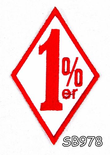 1%er Diamond Red on white Motorcycle jacket patches Small Badge