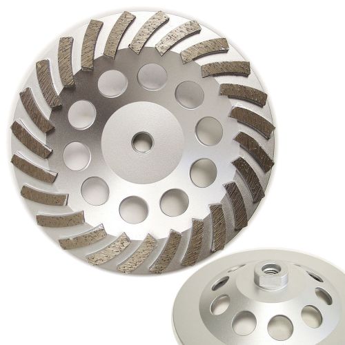 7” Premium Turbo Diamond Cup Wheel for Concrete 24Seg 5/8”-11 Threads 30/40 Grit