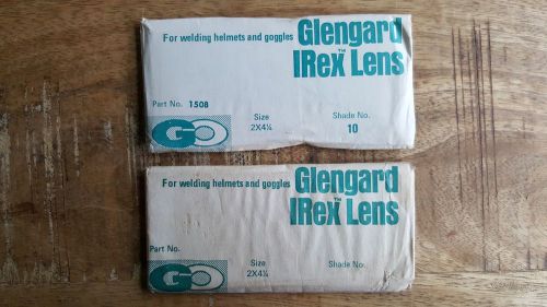 Vtg Glengard IRex  2&#034; X 4.25&#034; Welders Filter Lens Shade 10 + Plastic Cover Lens