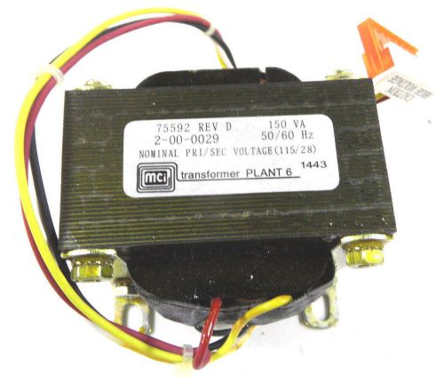 Mci Transformer 75592 2-00-0029 Voltage (115/28 150VA Fits Honeywell HPF24S6