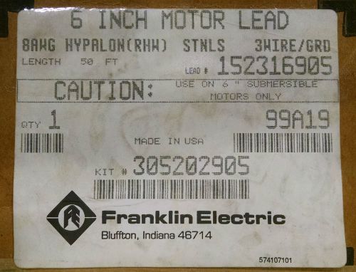 Franklin Electric 6&#034;motor leads 50ft 3-Wire submersible 305202905, 152316905
