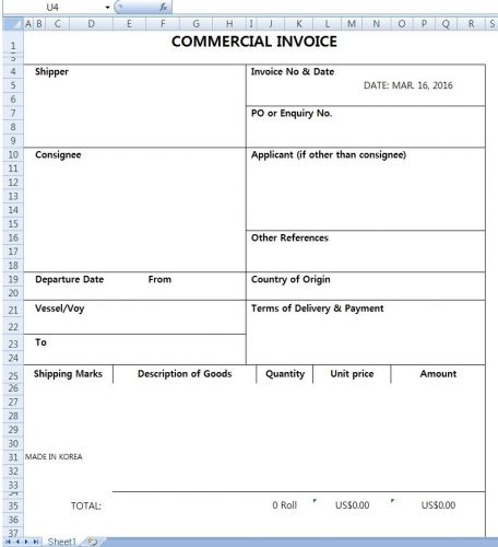 Quick &amp;Convenient Commercial Invoice &amp; Packing List Excel English Form