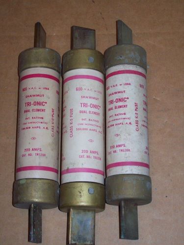Lot shawmut trs200 tri-onic 200a 600v dual element time delay class k5 fuse p174 for sale