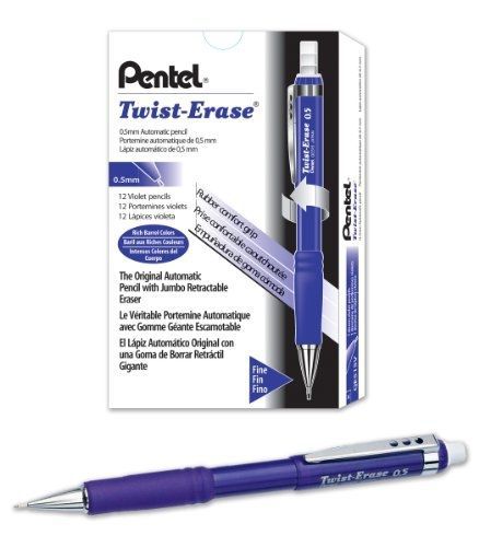 Pentel Twist-Erase III Mechanical Pencil (0.5mm) Violet Barrel, Box of 12