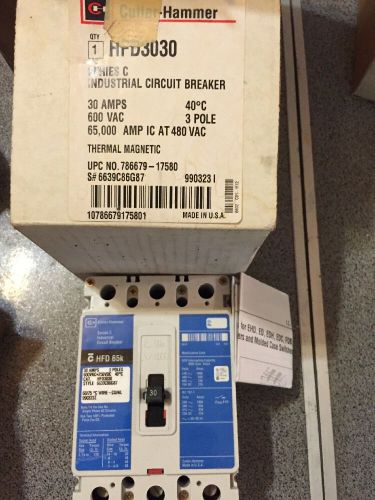 Cutler-Hammer 30 Amp Circuit Breaker HFD3030 Industrial Circuit Breaker