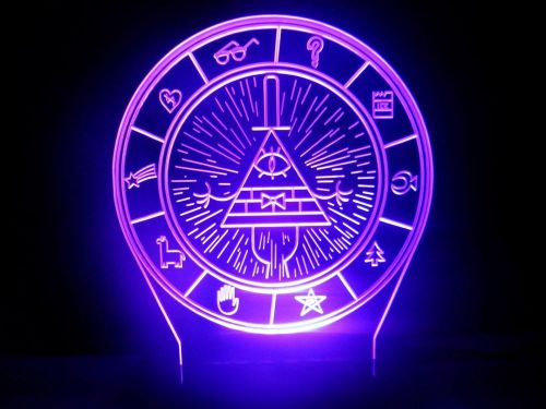 Gravity Falls Bill Cipher Wheel Lamp LED Night Light Bedroom Color Changing MAP