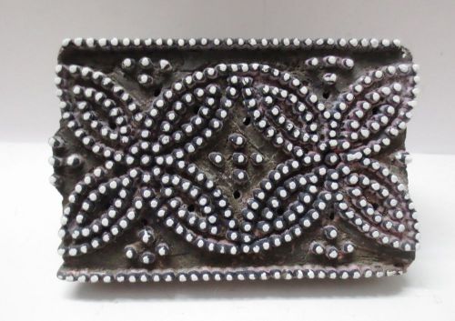 WOODEN HAND CARVED TEXTILE PRINT FABRIC BLOCK STAMP ETHNIC FOLK DOTTED DESIGN