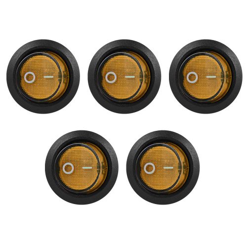 5x Car 6A/250V ON-OFF 6 Pin Round Rocker Yellow Light Button Boat Switch TE453