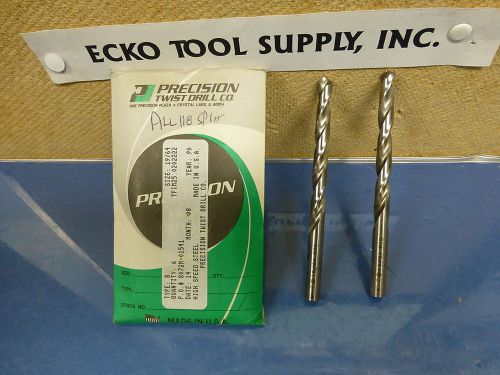JOBBERS LENGTH DRILL 19/64&#034; BRIGHT 118DEG SPL PT PRECISION TWIST USA $3.50 2PCS