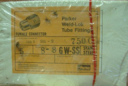 5 parker #8 gw-ss weld-lok tube fittings female connector for sale