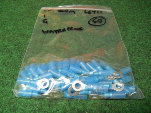 1/4&#034; Ring WaterProof Terminals 65711 Blue 16-14 AWG Connector stake lot of 50