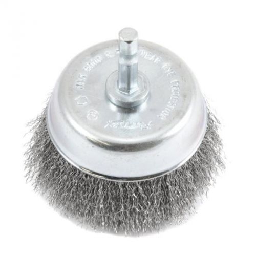 Wire Cup Brush, Fine Crimped With 1/4&#034; Hex Shank, 3&#034; X .008&#034; Forney 72732