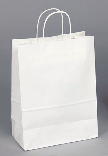 12 10x5x13 Kraft White Paper Handle Shopping Gift Merchandise Carry Retail Bags