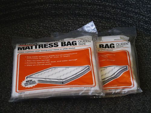 New in Package U-HAUL Moving Queen Size Mattress Bag Plastic Cover Set of 2