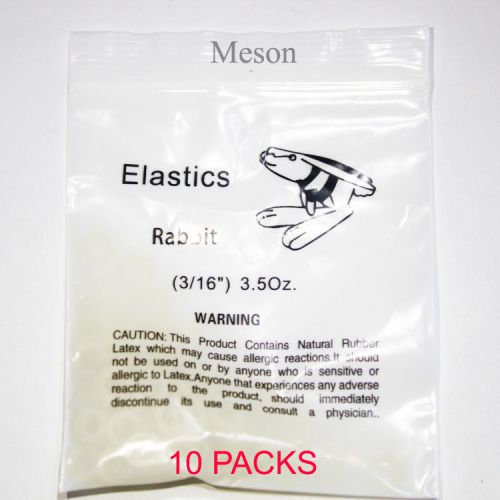 10Packs Dental 3/16&#039;&#039; 3.5Oz Latex Elastics Ligature Ties Bands Rabbit US F