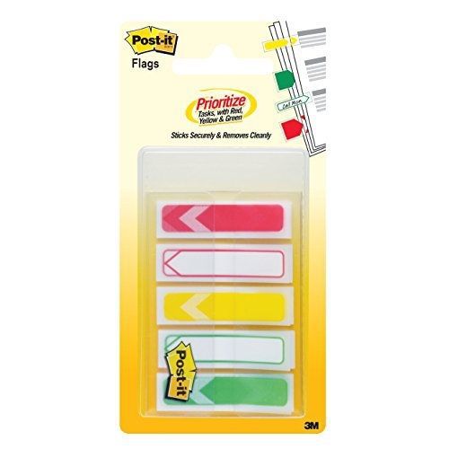 3M Post-it Prioritization Flags, &#034;Arrow&#034;, Red, Yellow, Green, .5-Inch Wide,