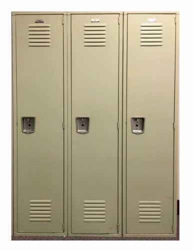 Penco 1 tier-3 wide grouping used tan locker | size: 12&#034; w x 18&#034; d x 72&#034; h for sale