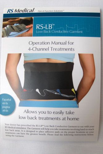 RS Medical RS-LBL Low Back Conductive Garment Size Large w/manual Never used