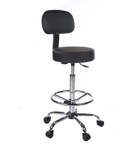 SUPERJARE Superjare Adjustable Drafting Stool with Back Cushion Black 70104B