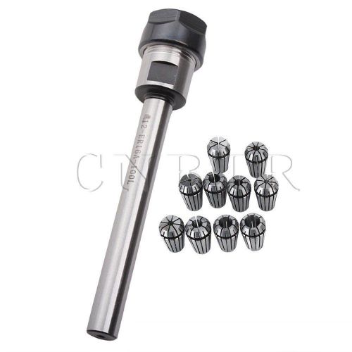 11pcs C12-ER16-100 Straight Shank Chuck + Spring Collets for Milling Cutting